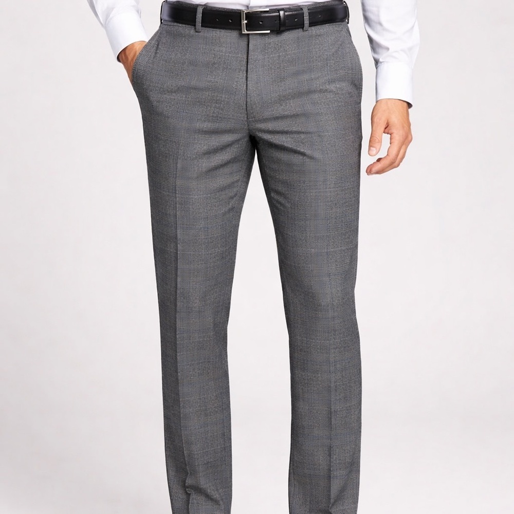 TOMMY HILFIGER modern fit Tyler grey/blue plaid 32 x 30 NWT